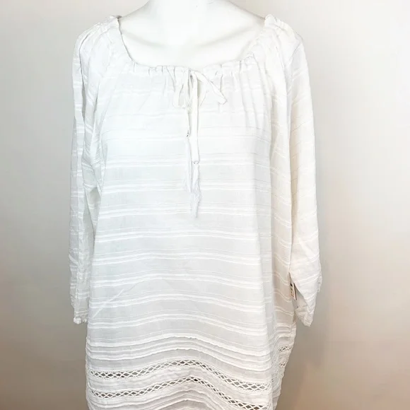 NWT- Rafaella Long Sleeve White Tunic Blouse- XL - Picture 2 of 12